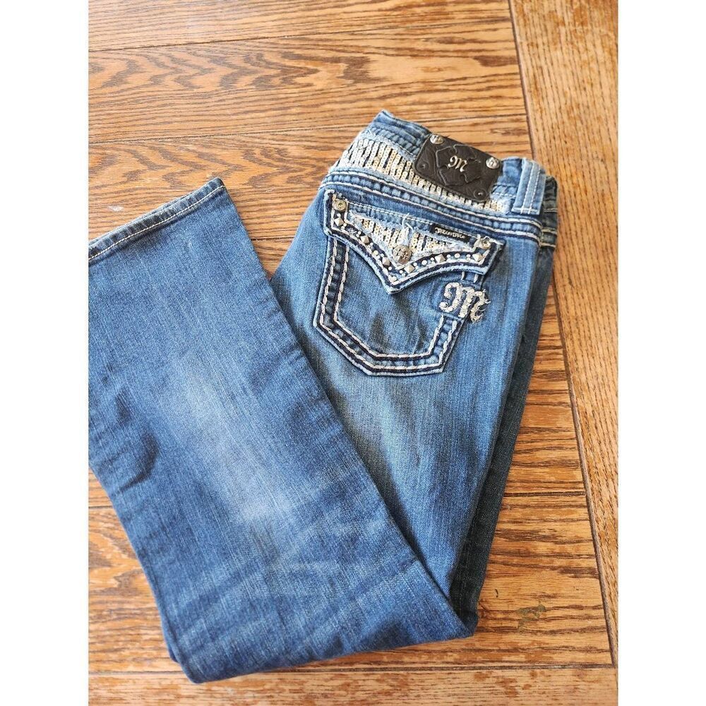 Miss Me Blue Embellished Flare Jeans
